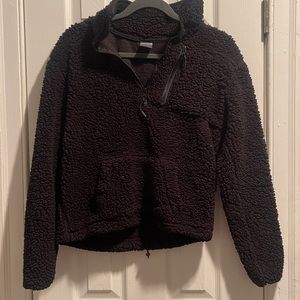 Black wool hoodie with pocket